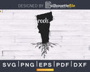 Vermont VT Roots Home Native Map silhouette digital cut svg