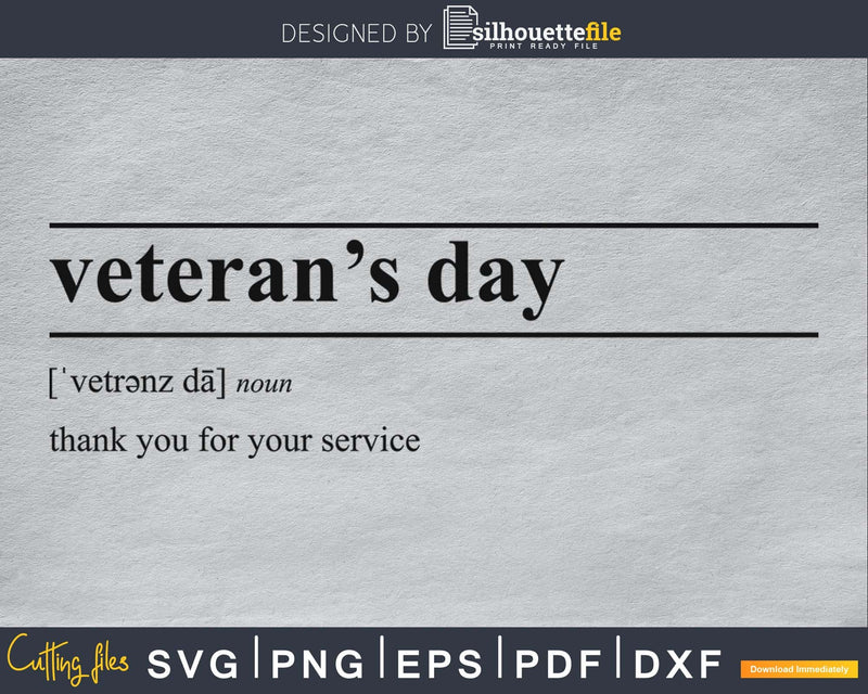 Veteran’s day definition svg printable file