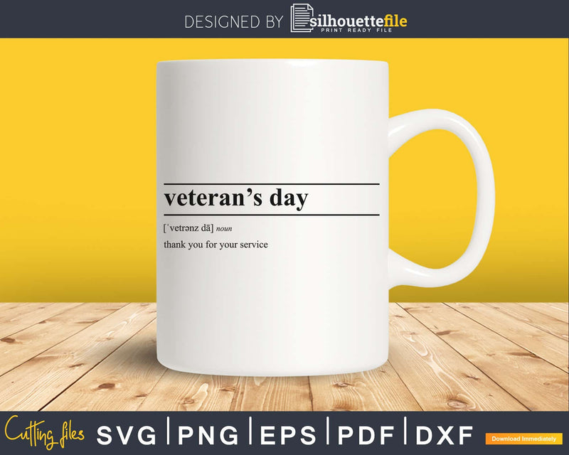 Veteran’s day definition svg printable file