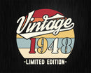 Vintage 1948 Limited Edition Birthday T-shirt SVG Bundle
