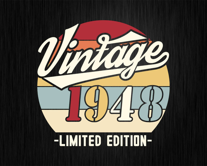 Vintage 1948 Limited Edition Birthday T-shirt SVG Bundle