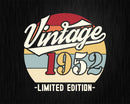 Vintage 1952 Limited Edition Birthday T-shirt SVG Bundle