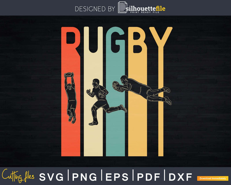 Vintage 1970’s Style Rugby Sports Svg Dxf Cut Files