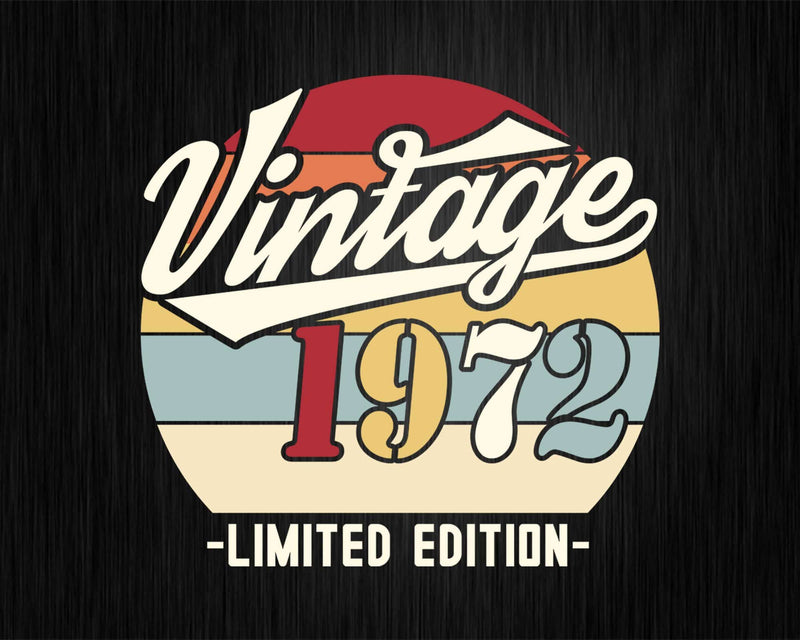 Vintage 1972 Limited Edition Birthday T-shirt SVG Bundle