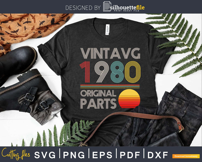 Vintage 1980 40th Birthday svg digital Downloads cut files