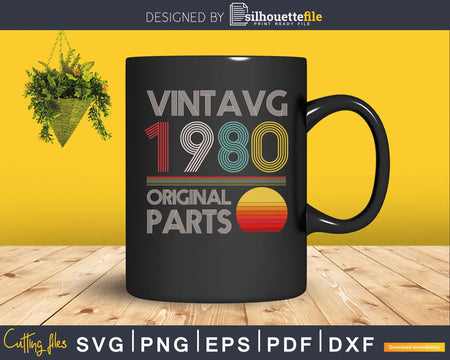 Vintage 1980 40th Birthday svg digital Downloads cut files
