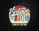 Vintage 1986 Limited Edition Birthday T-shirt SVG Bundle