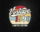 Vintage 1990 Limited Edition Birthday T-shirt SVG Bundle