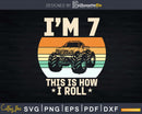 Vintage 2014 7th Birthday Monster Truck Svg T-shirt Design