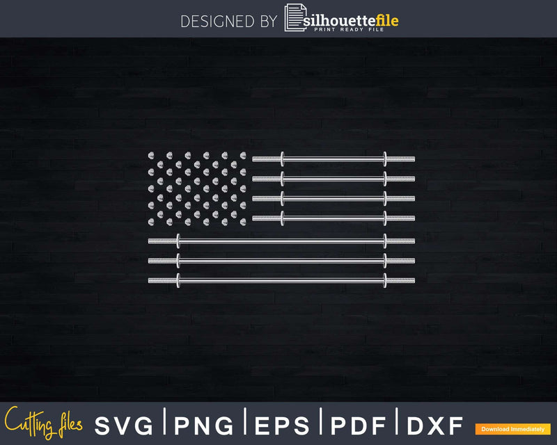 Vintage American Flag Kettlebell Barbell Svg Dxf Cut Files