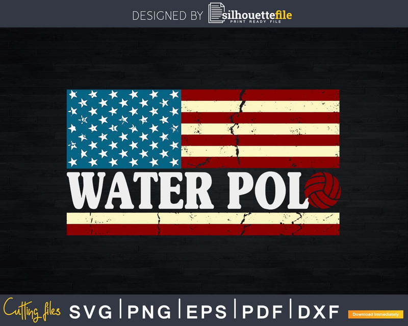 Vintage American Flag Water Polo design svg cricut craft