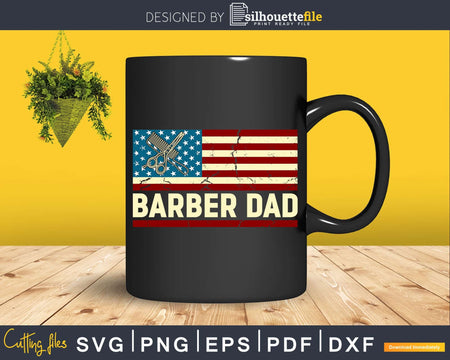 Vintage Barber Dad American USA Flag Svg Png Files For