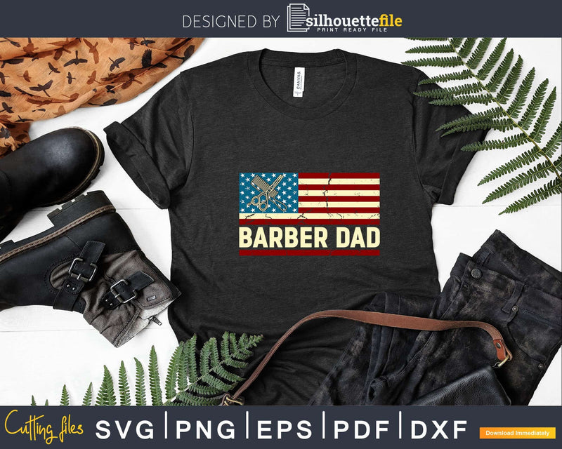 Vintage Barber Dad American USA Flag Svg Png Files