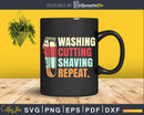 Vintage Barber Washing Cutting Shaving Repeat Svg Png