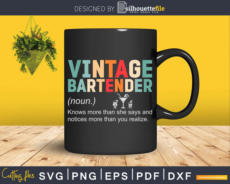 Vintage Bartender Knows More Than She Says Svg Png Dxf