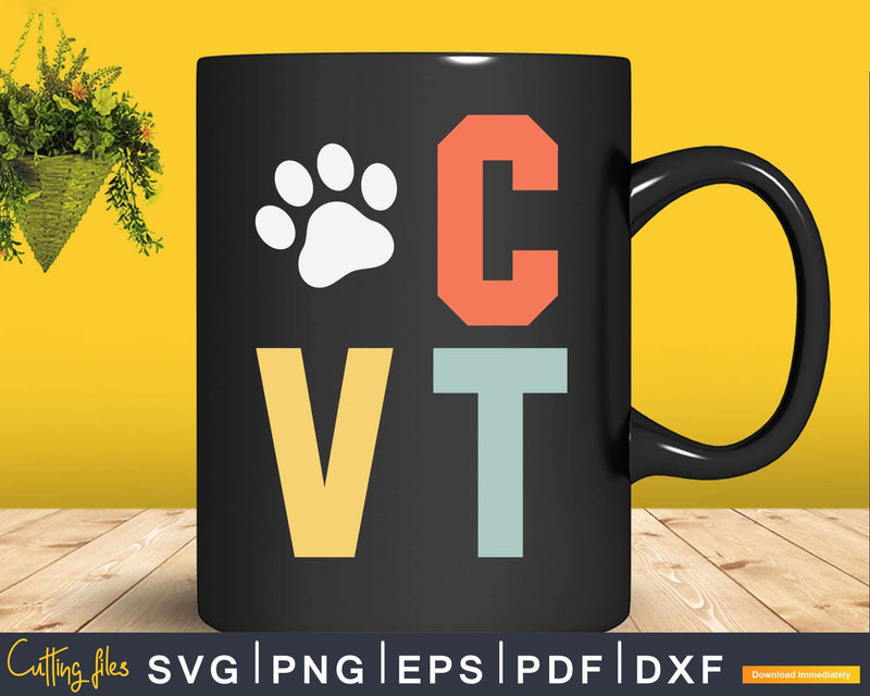 Vintage Certified Vet Tech Svg Png Graphic T-shirt Designs