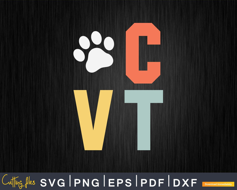 Vintage Certified Vet Tech Svg Png Graphic T-shirt Designs