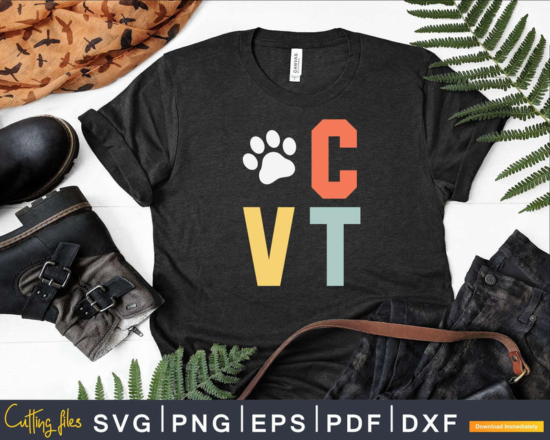 Vintage Certified Vet Tech Svg Png Graphic T-shirt Designs