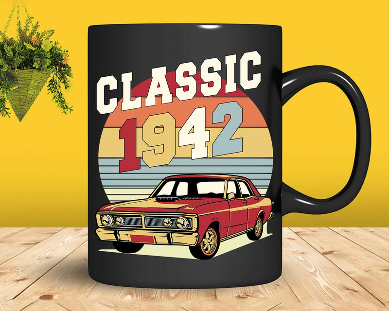Vintage Classic Car 1942 80th Birthday Retro T-shirt Design