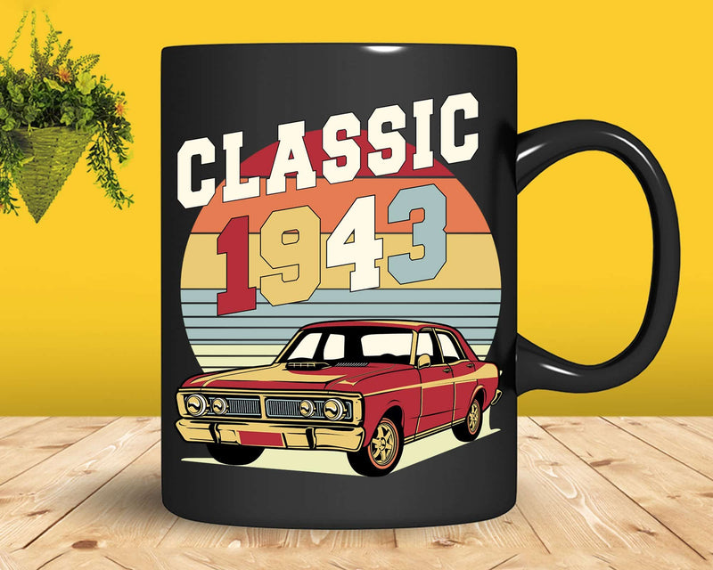 Vintage Classic Car 1943 79th Birthday Retro T-shirt Design