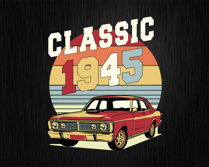 Vintage Classic Car 1945 77th Birthday Retro T-shirt Design
