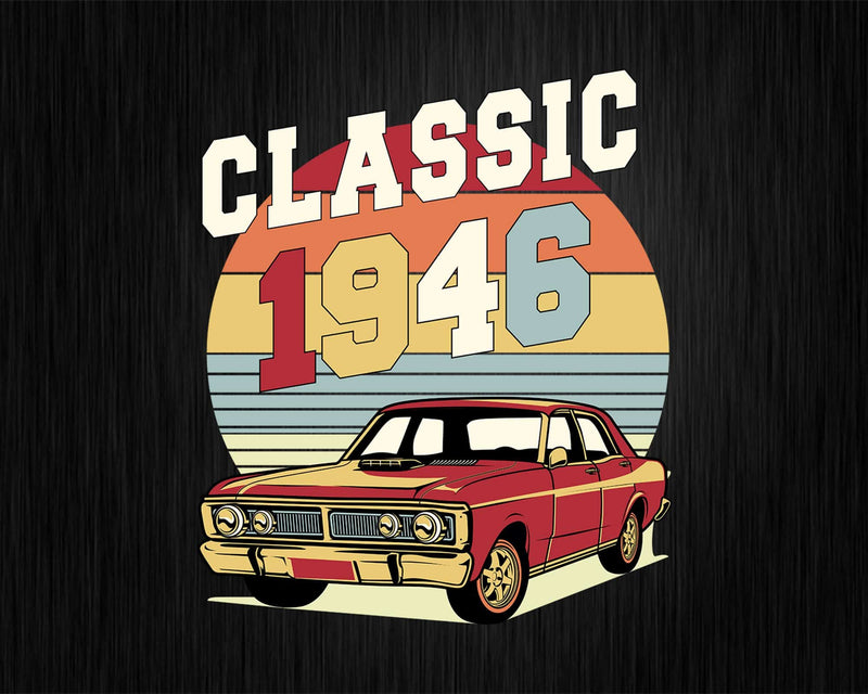 Vintage Classic Car 1946 76th Birthday Retro T-shirt Design