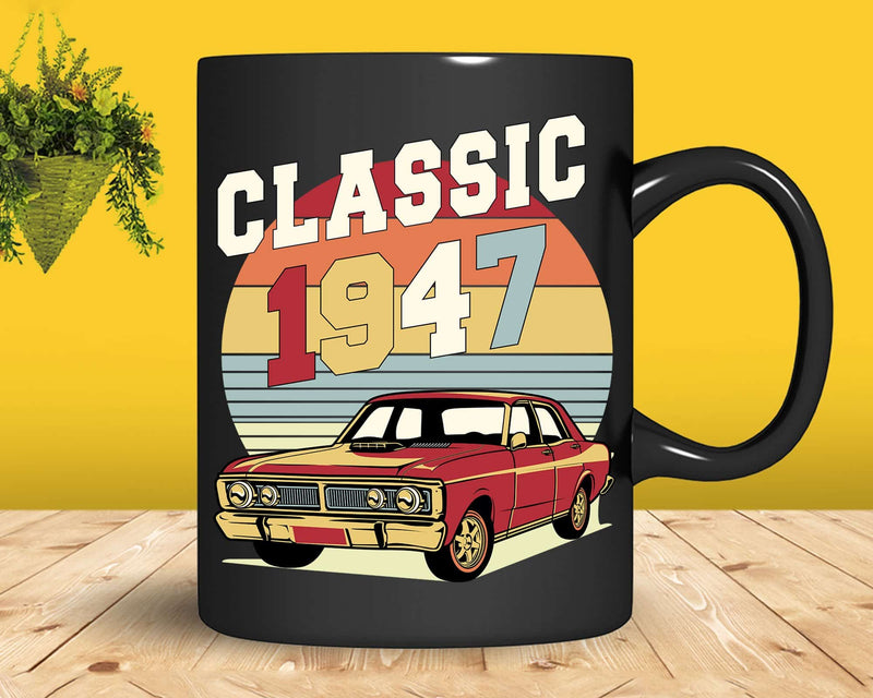 Vintage Classic Car 1947 75th Birthday Retro T-shirt Design