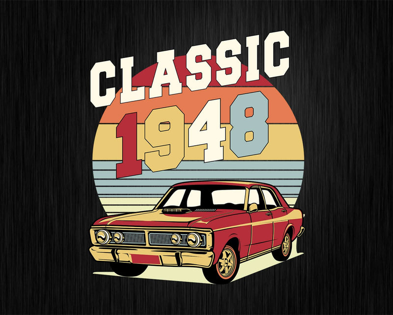 Vintage Classic Car 1948 74th Birthday Retro T-shirt Design