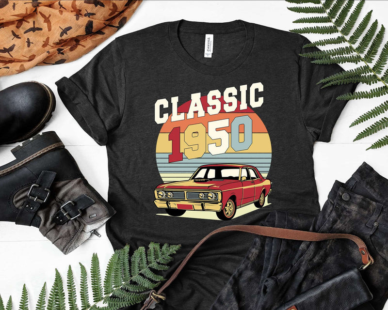 Vintage Classic Car 1950 72nd Birthday Retro T-shirt Design
