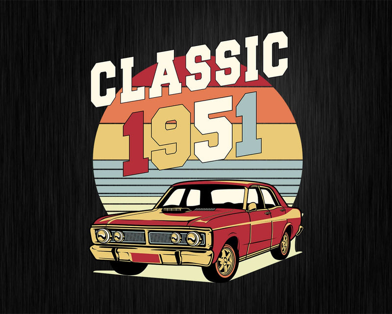 Vintage Classic Car 1951 71st Birthday Retro T-shirt Design