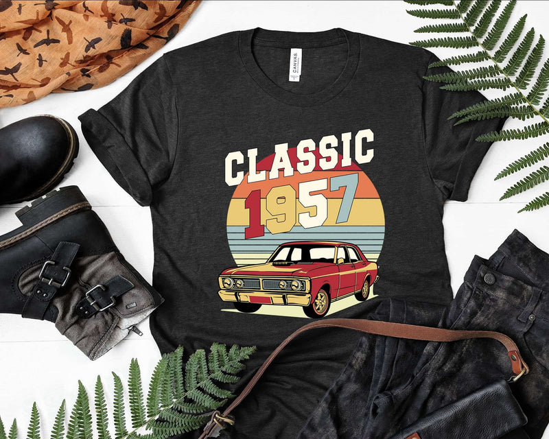 Vintage Classic Car 1957 65th Birthday Retro T-shirt Design