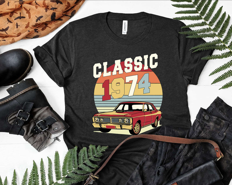Vintage Classic Car 1974 48th Birthday Retro t-shirt design