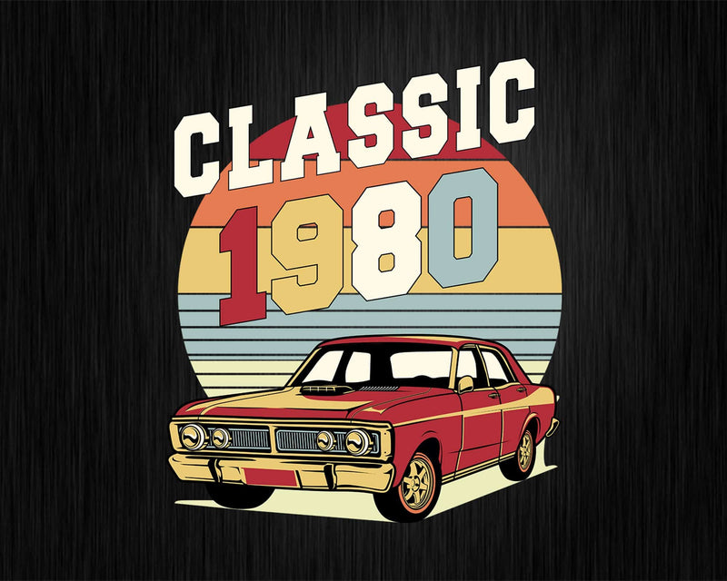 Vintage Classic Car 1980 42nd Birthday Svg Retro T-shirt