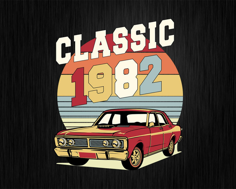 Vintage Classic Car 1982 40th Birthday Svg Retro T-shirt