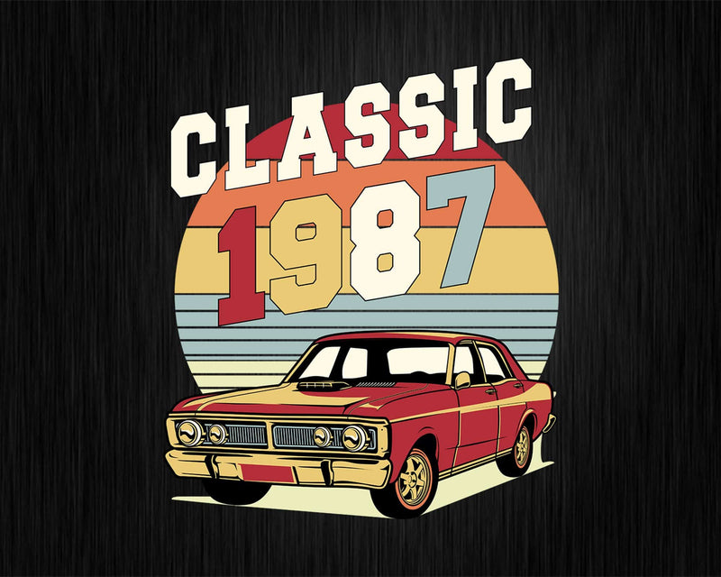 Vintage Classic Car 1987 35th Birthday Svg Retro T-shirt