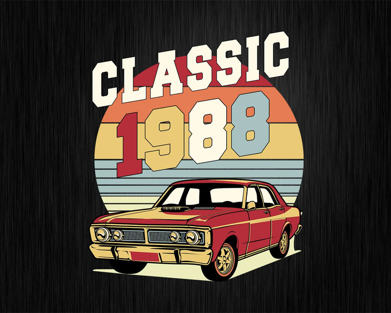 Vintage Classic Car 1988 34th Birthday Svg Retro T-shirt