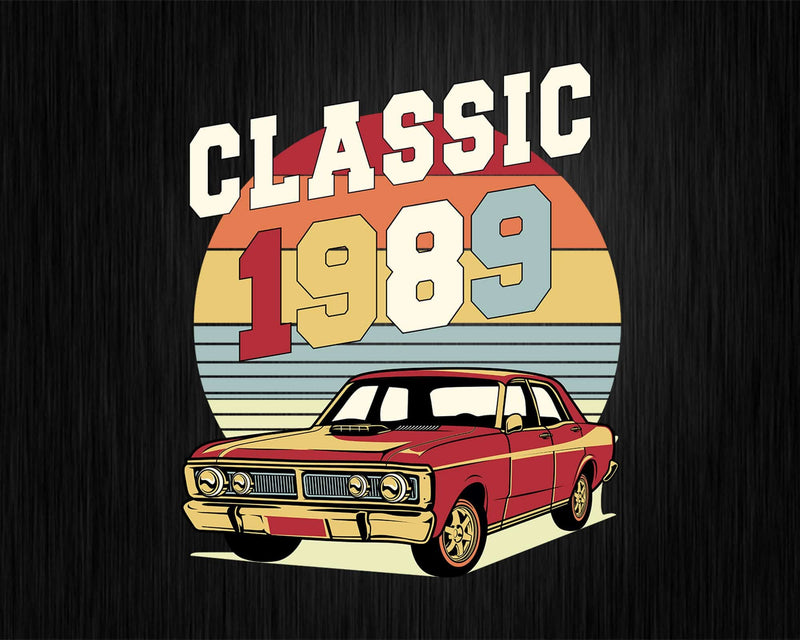 Vintage Classic Car 1989 33rd Birthday Svg Retro T-shirt