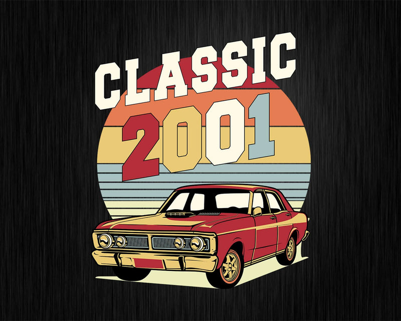 Vintage Classic Car 2001 21st Birthday Svg Retro T-shirt