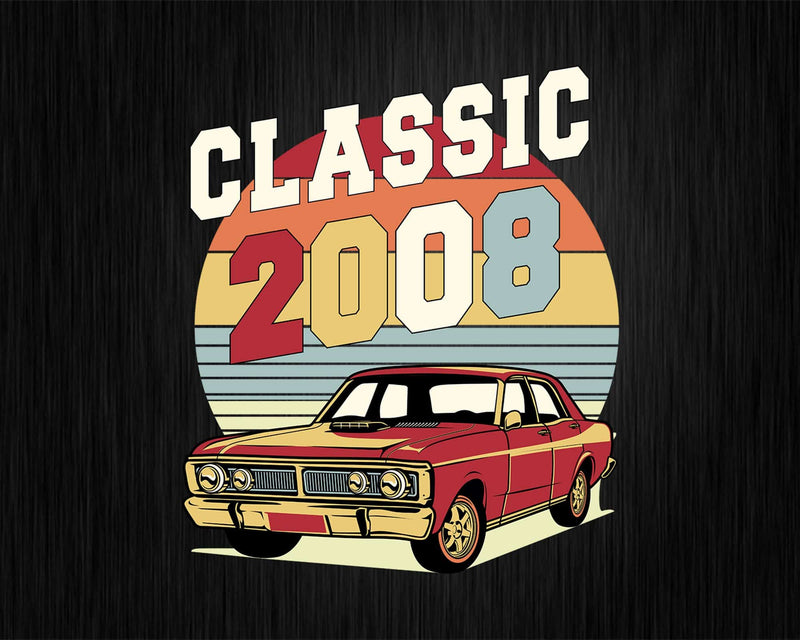 Vintage Classic Car 2008 14th Birthday Svg Retro T-shirt