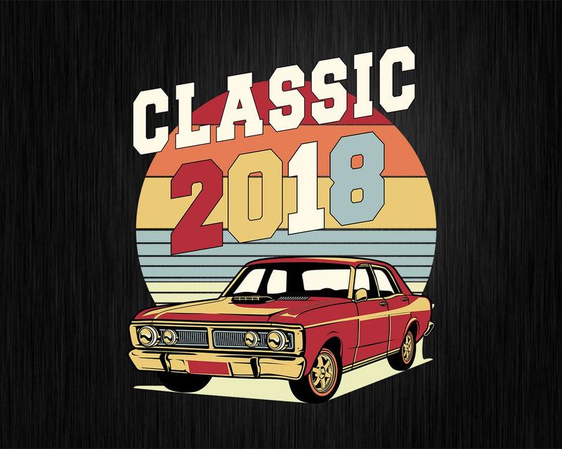Vintage Classic Car 2018 4th Birthday Svg Retro T-shirt
