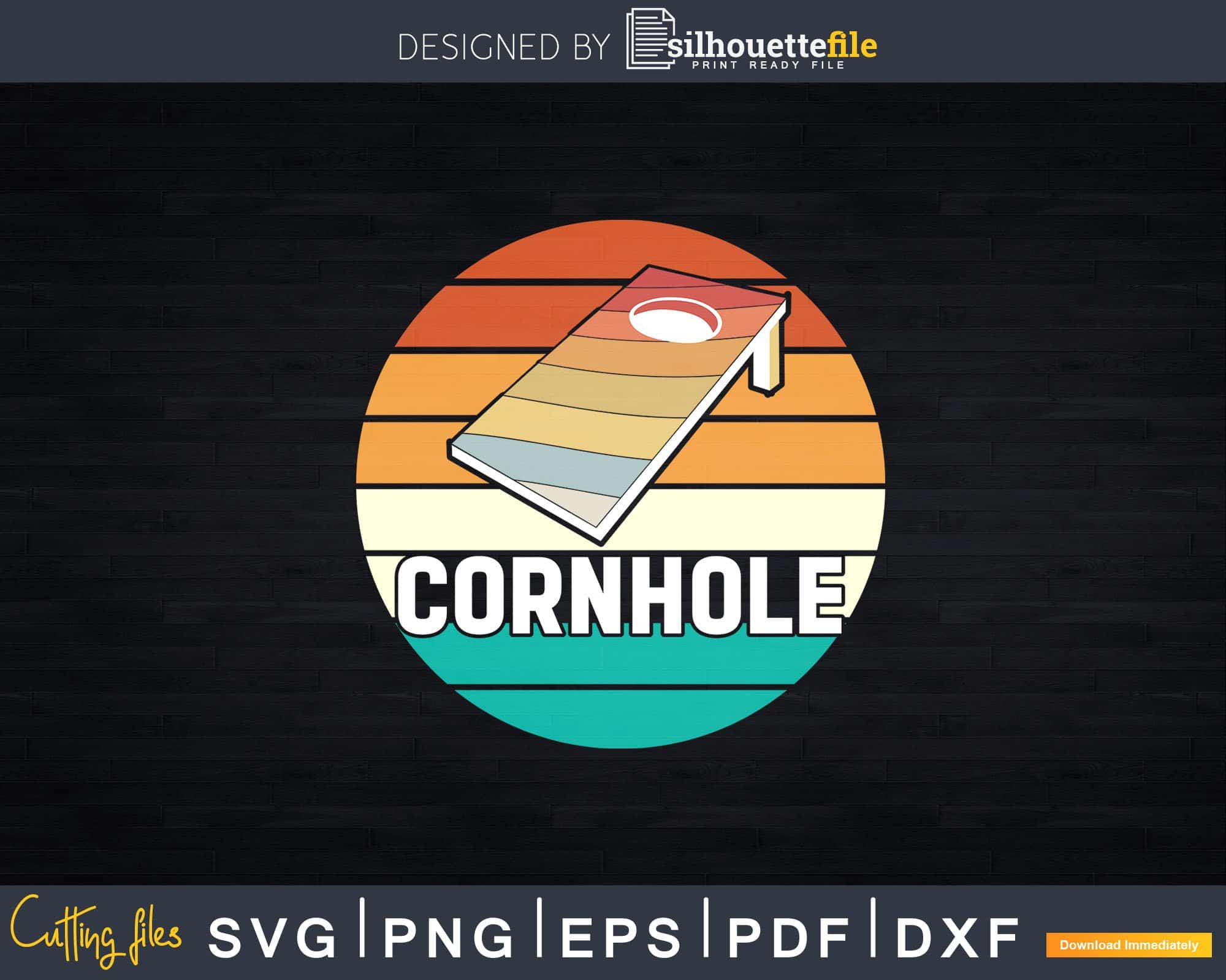 Vintage Cornhole Retro Bean Bag Toss Svg Png Dxf Cricut Files