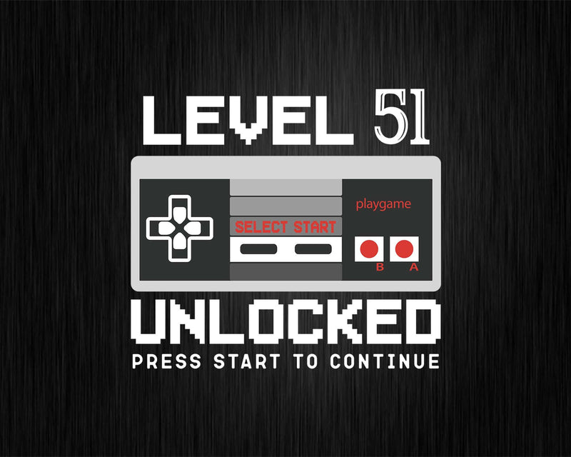 Vintage Level 51 Unlocked Shirt Funny Video Gamer Svg Png