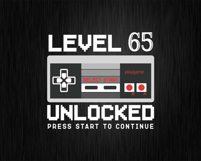 Vintage Level 65 Unlocked Shirt Funny Video Gamer Svg Png