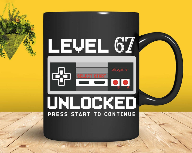 Vintage Level 67 Unlocked Shirt Funny Video Gamer Svg Png