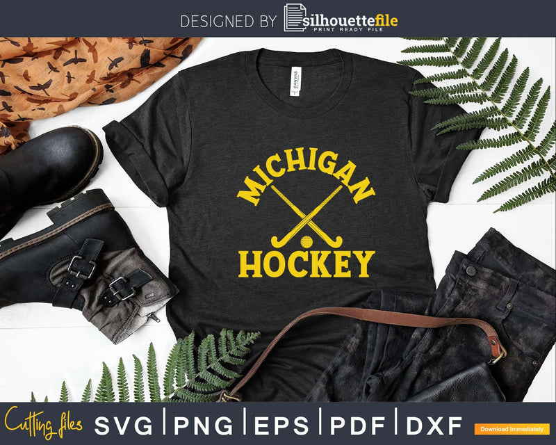 Vintage Michigan Hockey Svg Png Eps Silhouette Files