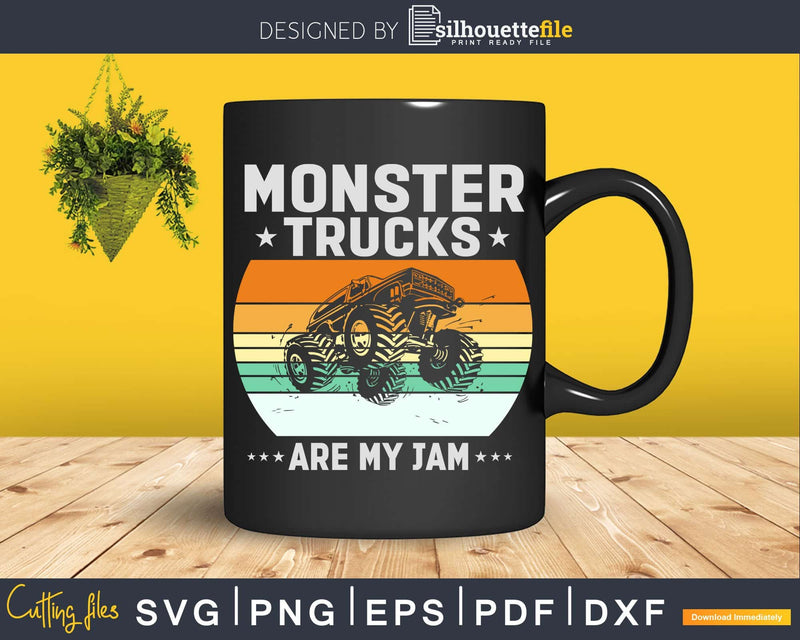 Vintage Monster Truck Are My Jam Retro Sunset Svg T-shirt