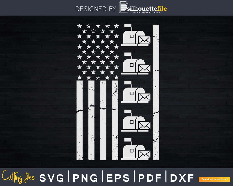 Vintage Postal Worker American Flag US Service Svg Dxf Cut