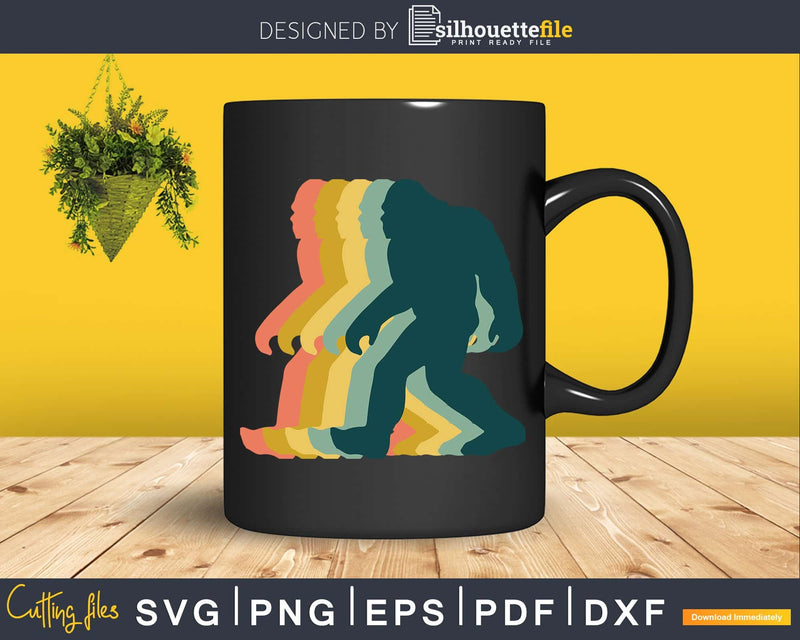 Vintage Retro 1970s Style Rainbow Bigfoot Silhouette svg
