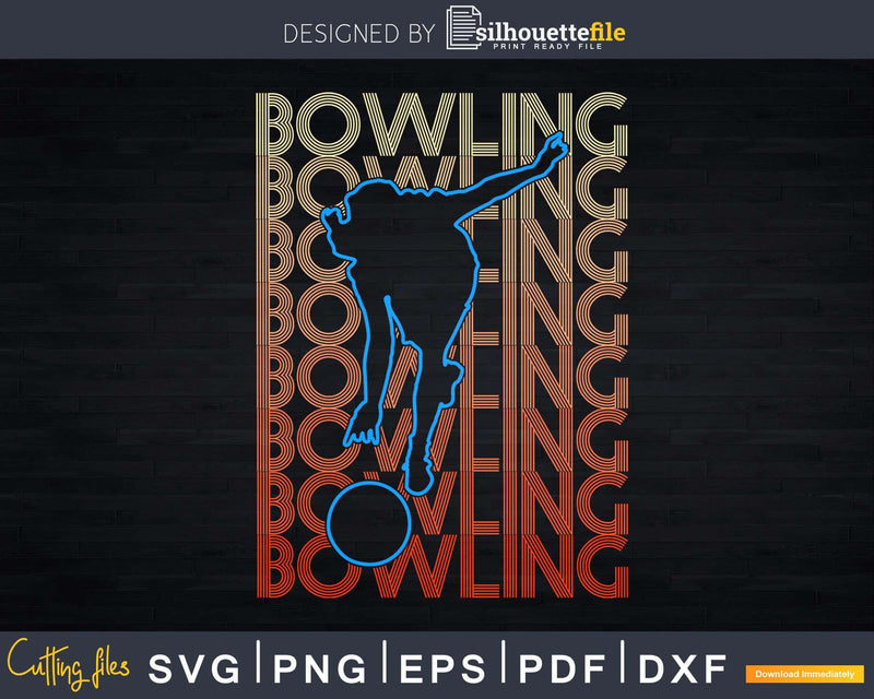 Vintage Retro A Girl Love Bowling Svg Cricut Cut Files