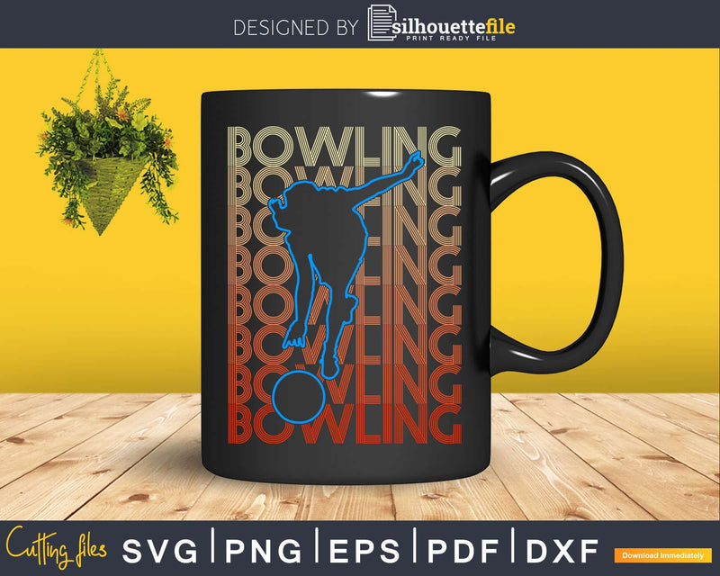 Vintage Retro A Girl Love Bowling Svg Cricut Cut Files
